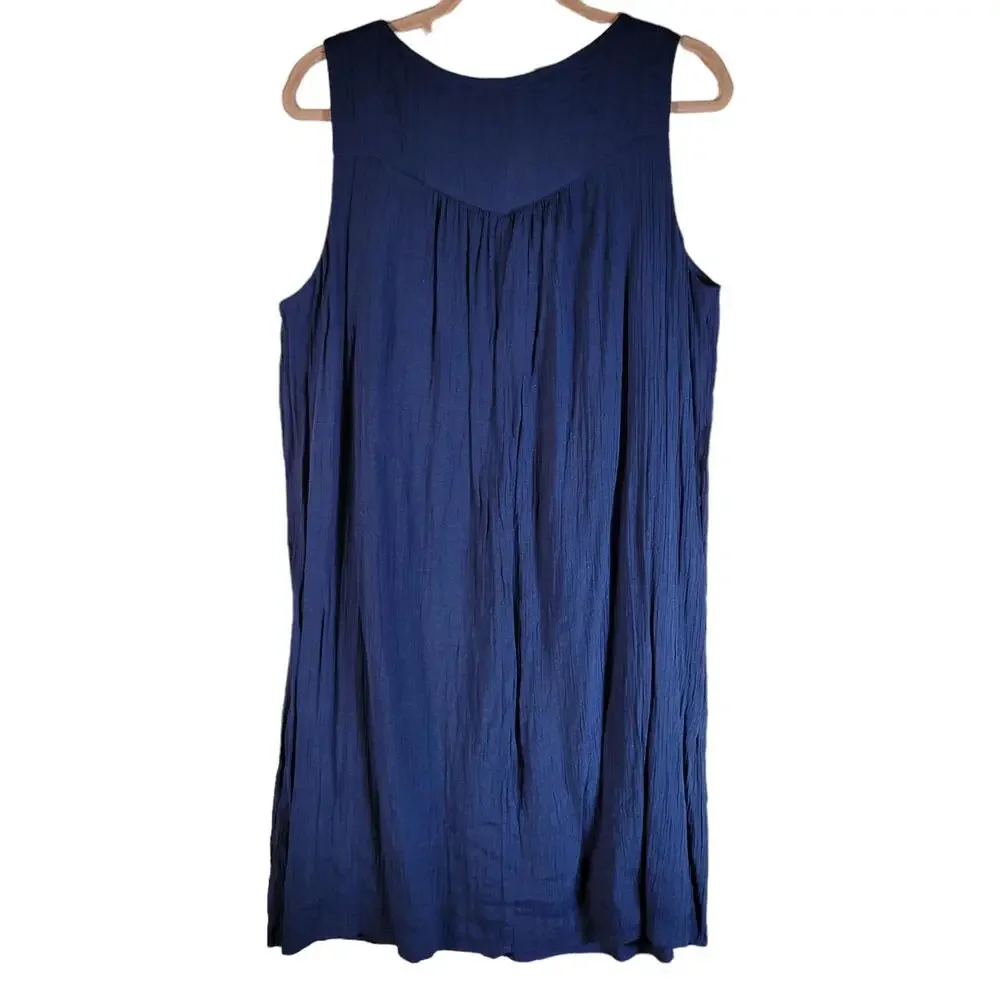 Westport Blue Red Embroidered Metallic Sleeveless Dress Women Petite Size XL - Picture 2 of 10
